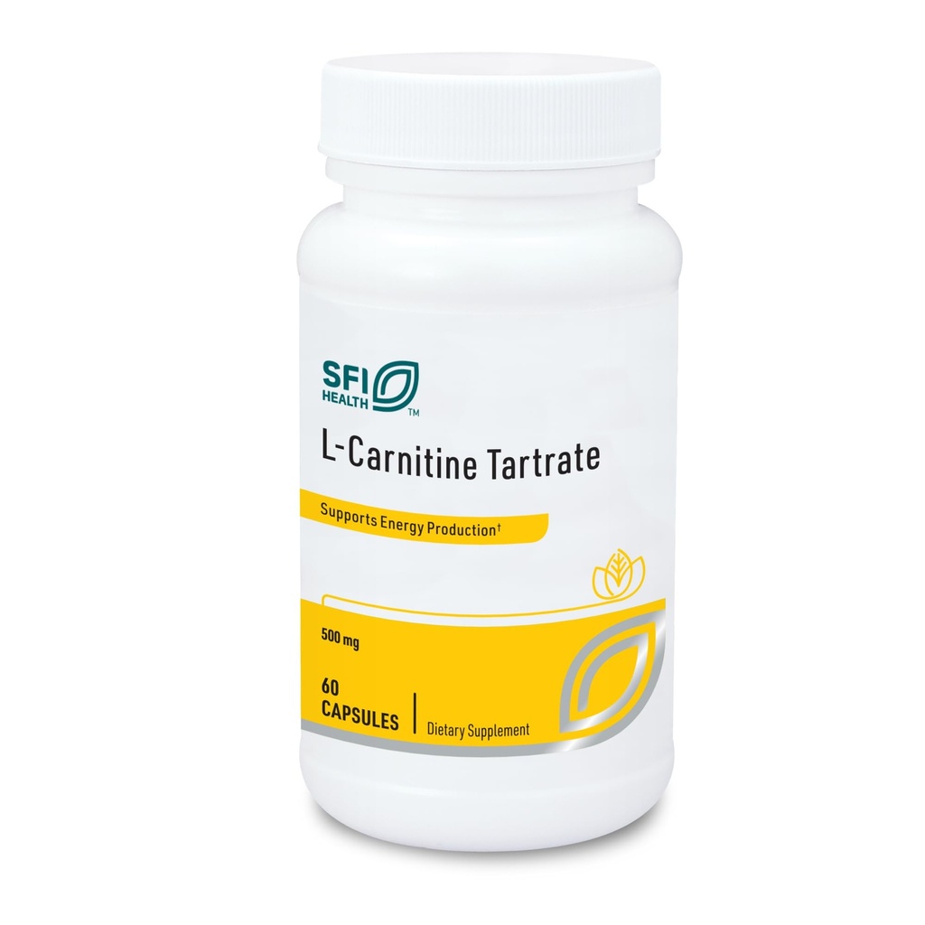 Klaire Labs SFI Health Tartrato L-Carnitina - 500 mg Aminoacido, L-Carnitina stabilizzata - No D-Carnitina sintetica (60 capsule)