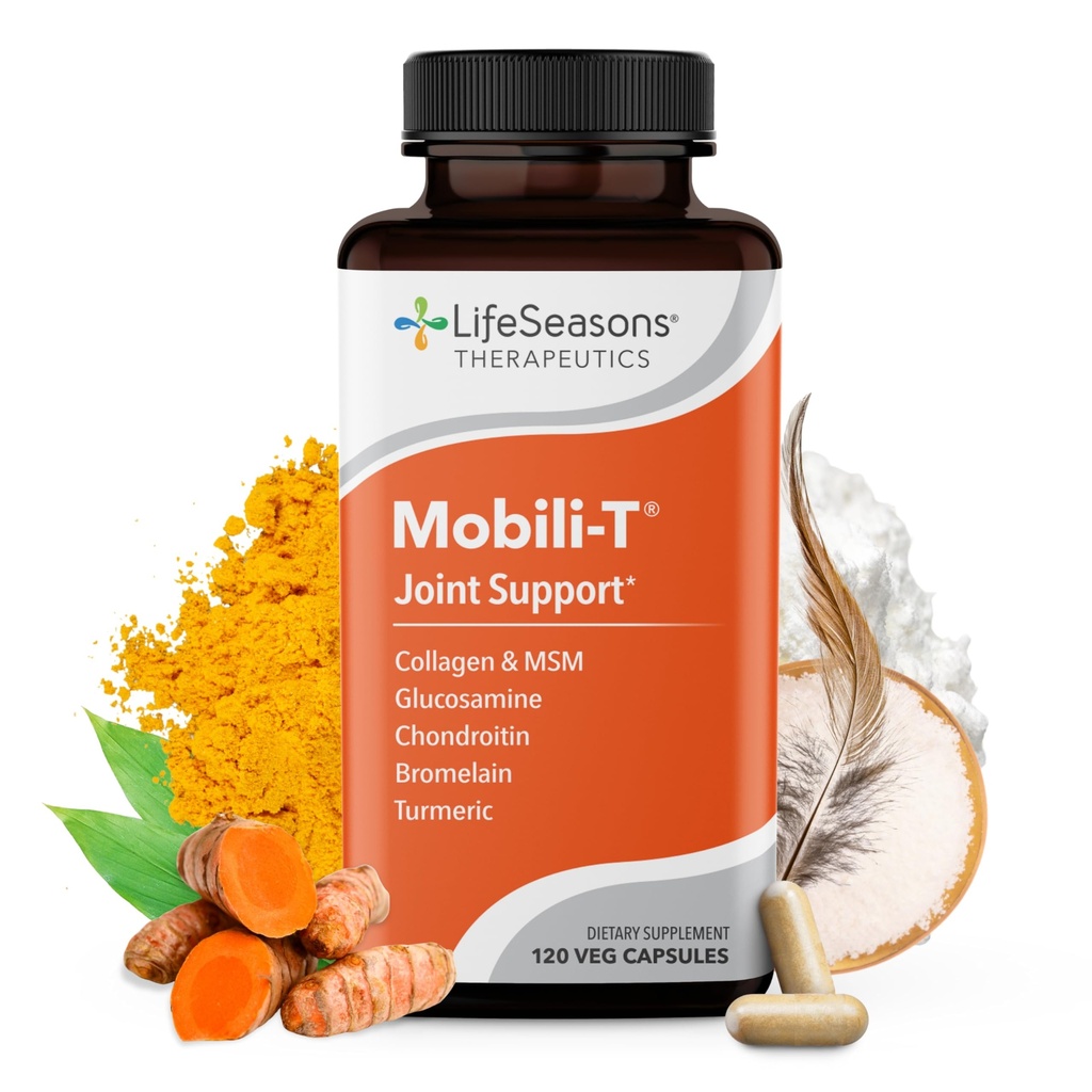 LifeSeasons Mobili-T - Integratore di supporto congiunto - Riduce Aches & Discomforts - Aumenta la gamma di movimento - Ricostruisci tessuto & cartilage - MSM Chondroitin Collagen Glucosamine & Turmeric - 120 Capsule