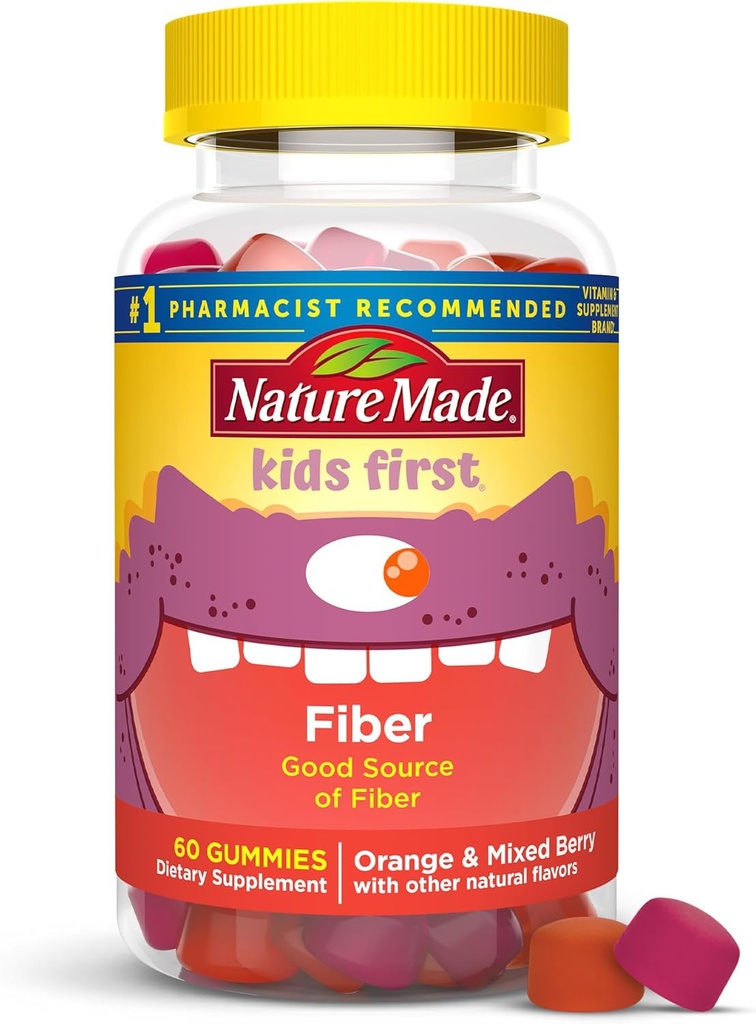 Natura fatta bambini primi gommoni in fibra, supplemento di fibra per il supporto sanitario digestivo, 60 Gummies, 30 giorni di alimentazione