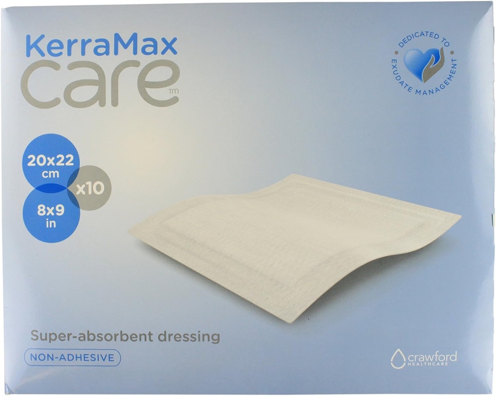 8"x9" Super Absorbent Wound Dressing (PRD500-240) – Absorbs Exudate e Isola, Prevenire Leaks o Drips per migliorare il comfort del paziente e trattamento della ferita (Box di 10)