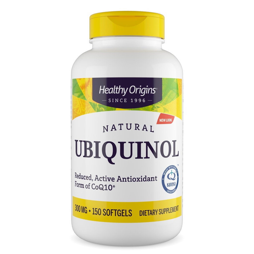 Origine sana Ubiquinol (forma attiva di CoQ10), 300 mg - Integratori di Ubiquinol per la salute del cuore e il supporto antiossidante - Integratore senza glutine e non OGM - 150 Softgels
