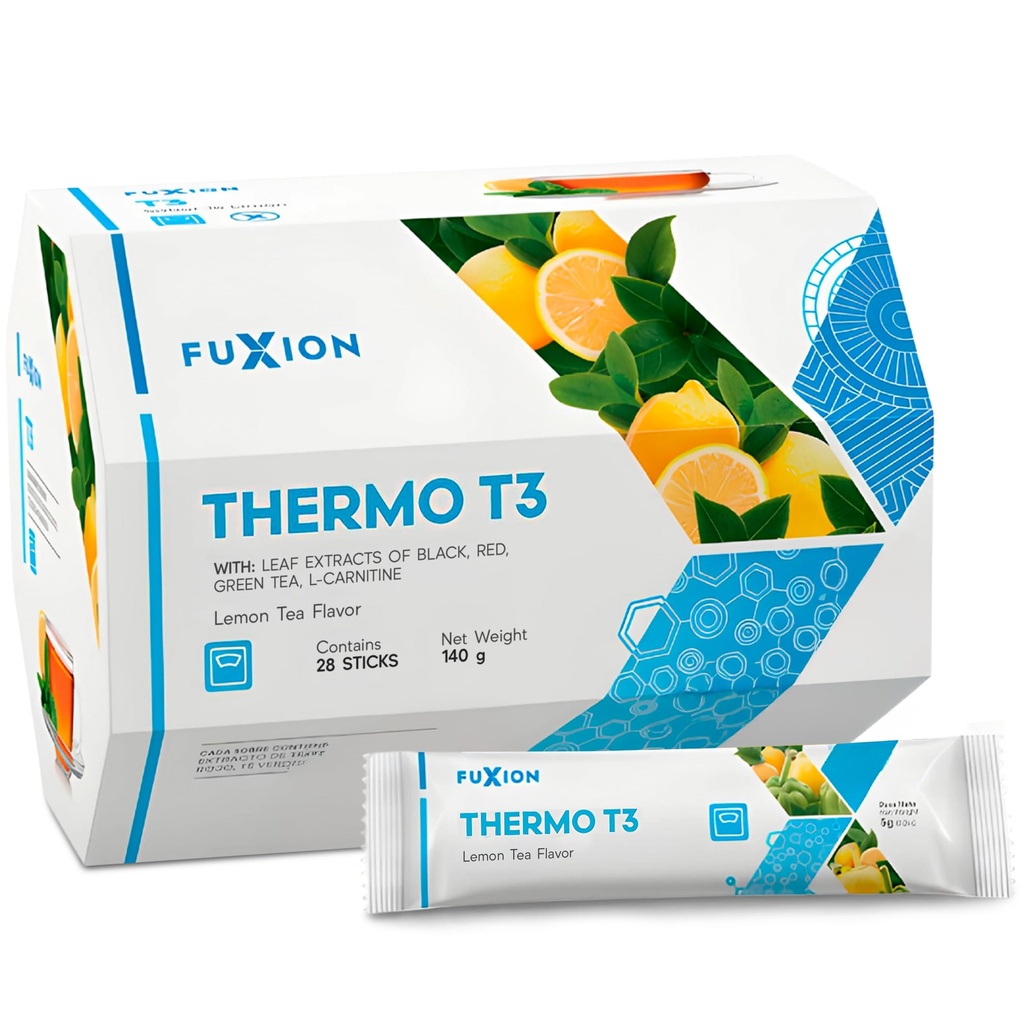 FuXion | Thermo T3 Weight Loss Tea | Blend of 3 Teas | L-Carnitine | Tè sottile per perdere peso Donne veloci e Uomo | Bruciatore grasso di pancia | Bruciatore grasso termogenico | Aiuta a generare energia | Limone Tea Flavor