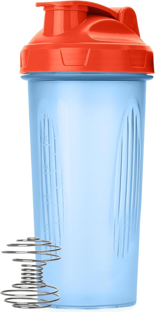 Mr. Pen- Shaker Bottiglie per miscele di proteine, 28 oz, 1 confezione, blu con top arancione, flacone per shaker proteico con filo palla di Whisk, bottiglia di frullatore