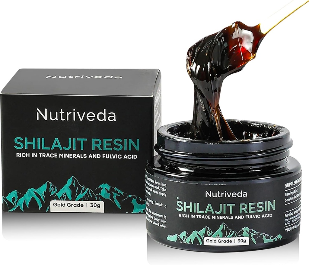 Premium Shilajit Resina 600mg - Gold Grade Himalayan Shilajit - Ricco di minerali di trace e acido Fulvico per l'energia e il supporto immunitario - Testato di terze parti - 30g (Miglioramento del gusto, meno grasso)