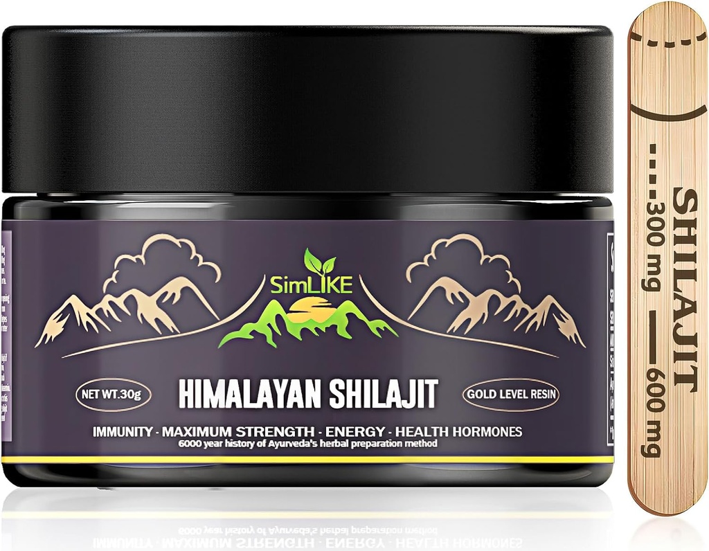 shilajit Pure Himalayan Organic - Gold Grade Shilajit Resina con erbe ayurvediche biologiche in alta potenza per energia, resistenza e immunità, 30 grammi