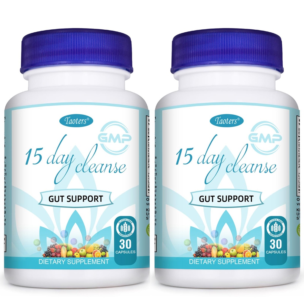 15 giorni Cleanse Gut Support 2 Pack | Colon Broom, Detox Supplemento con Senna, Cascara Sagrada & Psyllium Husk, per uomini e donne | Totale 60 capsule
