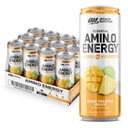 Optimum Nutrition Amino Energy Sparkling Hydration Drink, Electrolytes, Caffeina, Aminoacidi, BCAAs, Sugar Free, Mango Anaapple Limeade, 12 Fl Oz, 12 Pack (Packaging May Vary)