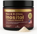 Polvere di inositolo - Myo & D-Chiro Inositol + Folate e Vitamina D - 40:1 Ratio - 45 giorni di alimentazione - Supporto mestruale e fertilità regolare | Grande alternativa alle capsule