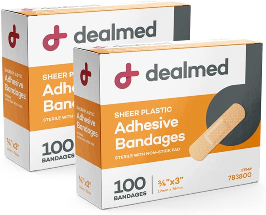 Rasoio in plastica flessibile adesivo Bandages – 100 Conte (2 Pack) Bandages con pad non-Stick, Latex Free, Wound Care for First Aid Kit, 3" x 3/4"