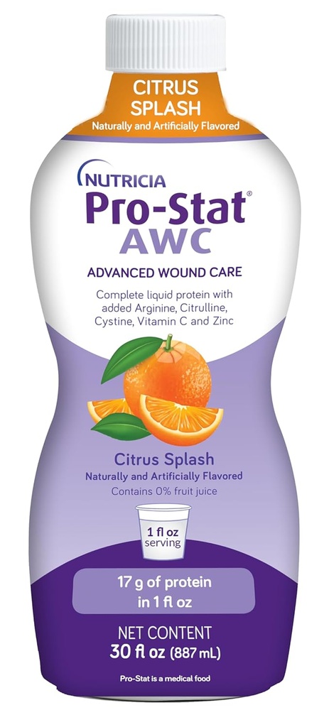 Pro-Stat Advanced Wound Care (AWC), Concentrated Liquid Protein Medical Food - Citrus Splash Punch Flavor, 30 Fl Oz bottiglia