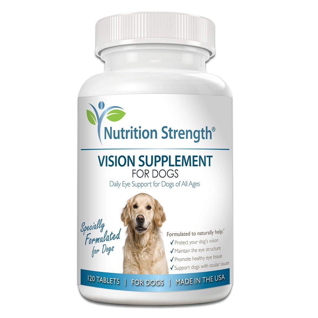 Eye Care for Dogs Daily Vision Supplement con Lutein, Zeaxanthin, Astaxanthin, CoQ10, Antiossidanti di Bilberry, Vitamina C, Supporto di vitamina E per i problemi di occhio del cane, 120 compresse masticabili
