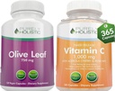 Estratto di foglie di oliva puramente olistico 750mg + vitamina C 1000mg 2 Bundle di rilascio - 485 capsule vegan - Made in the USA