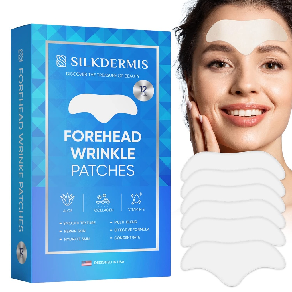 Patch per rughe anteriori 12Pcs con Aloe, Collagene, Vitamina E, Patch antirughe, Trattamento delle rughe a fronte