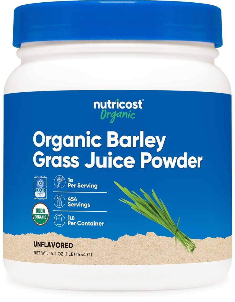 Polvere di succo di erba di orzo organico di Nutricost (1 LB) (senza aroma)
