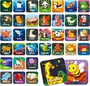 Hebayy 36 Coppia Animal Matching Memoria Gioco Flash Cards for Toddlers, Preschool, Kindergarten e Home. Erasable, Divertimento & Veloce, Viaggio amichevole, Abilità Building. Dimensioni 2” x 2” (5 x 5 cm)