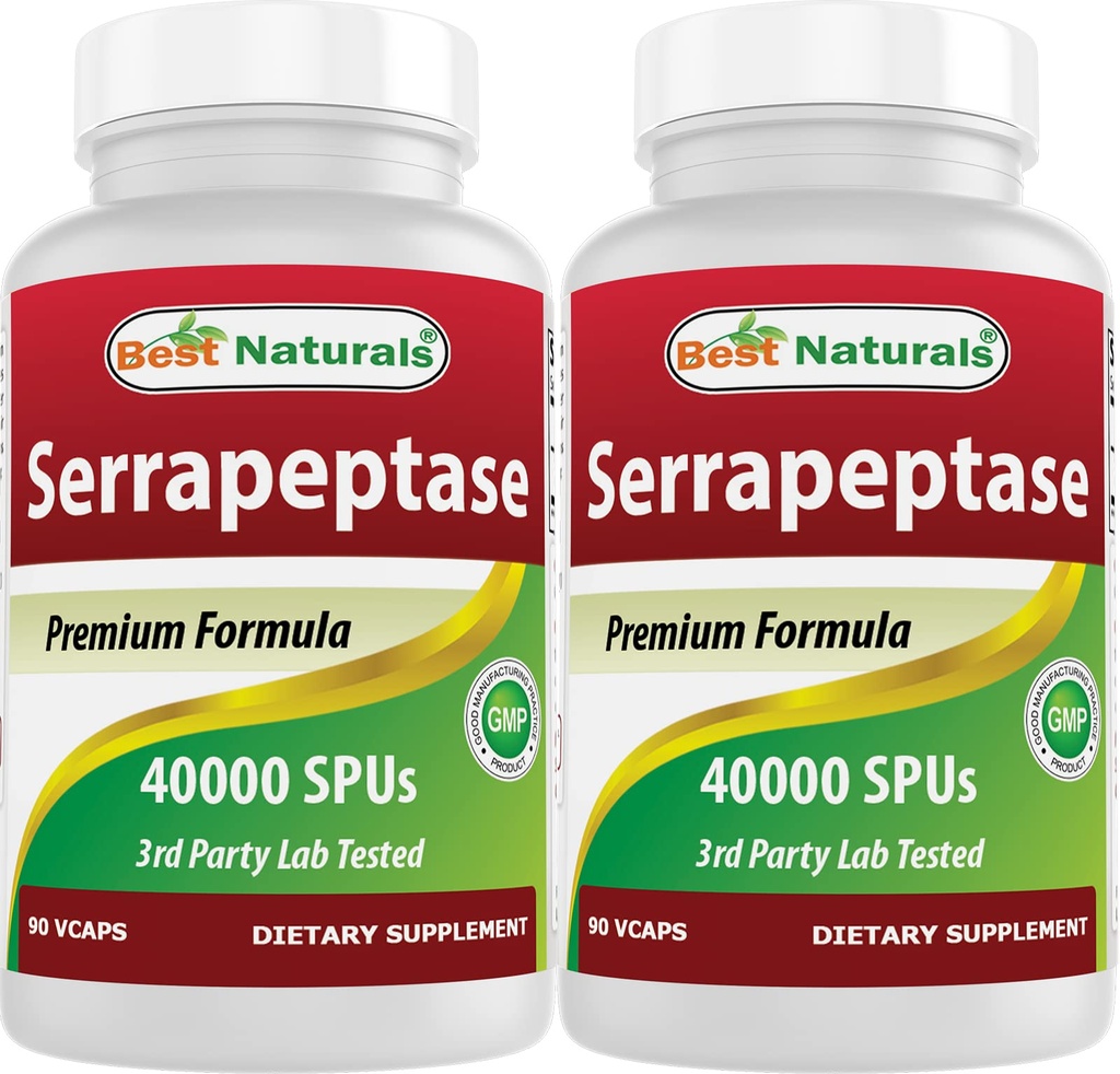 I migliori naturali Serrapeptase 40000 SPUs 90 Vcaps (90 conteggio (pacchetto di 2))