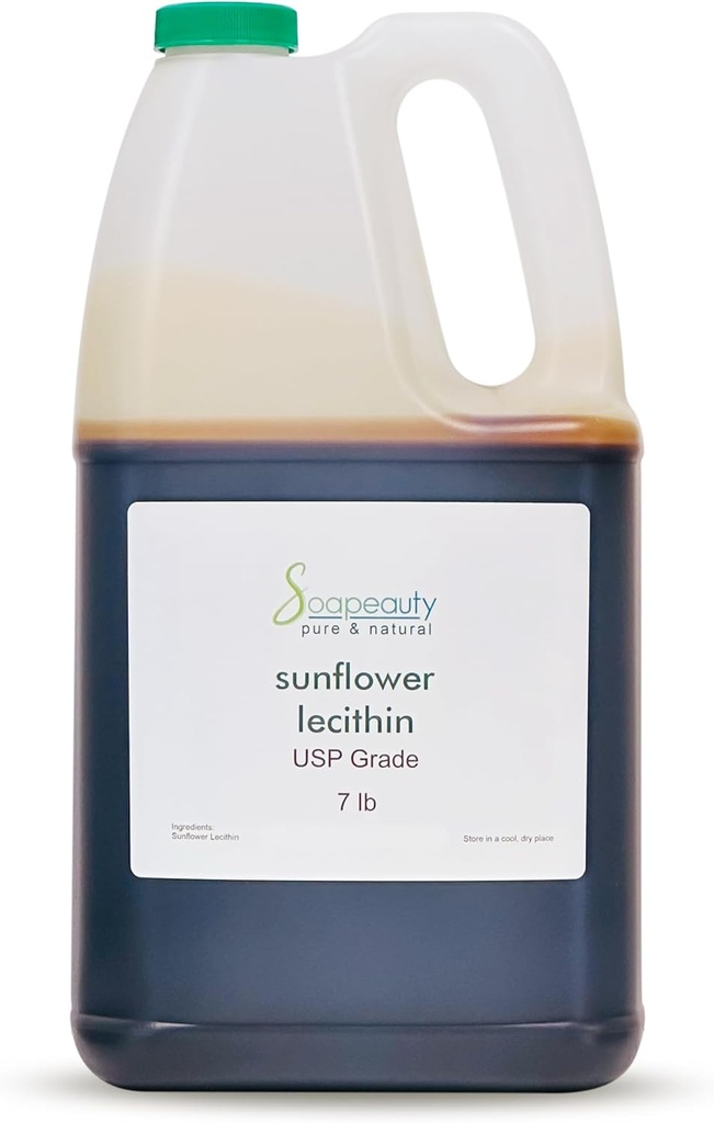 Olio liquido di lecitina di girasole | Pressato a freddo non raffinato | Grado di USP unbleached 100% puro olio naturale di licitina di girasole | Moisturizer della pelle, Saap Making | 7 lb