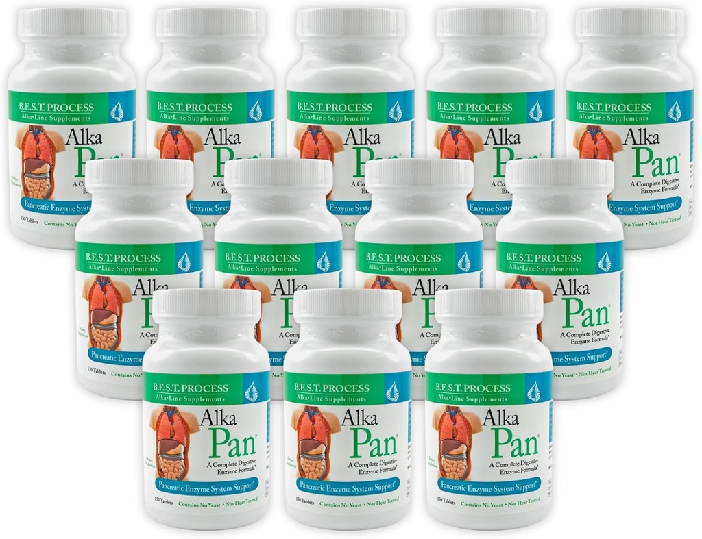 Alka•Pan (12 Pack) Migliore alcalina di processo — Supplemento digestivo naturale — Enzimi pancreatici con Antiossidante-Rich Superfoods & Erbe digestive
