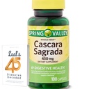 Cascara Sagrada 450mg. Spring Valley Cascara Sagrada 450mg 100 Count, Whole Herb Cascara Sagrada Digestive Health Integratore alimentare Capsule Bundle con Luall 45 Diabetes Decoded