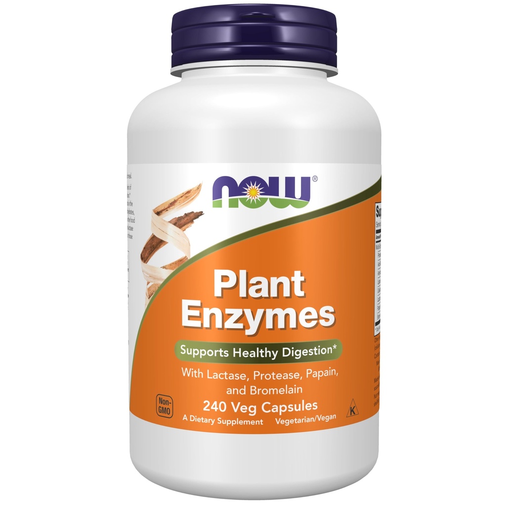 NOW Integratori alimentari, Enzimi vegetali con lattasi, Protease, Papain e Bromelain, 240 capsule di Veg