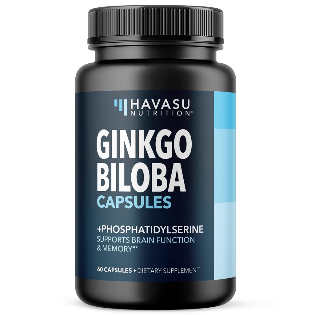 Ginkgo Biloba 120mg con Phosphatidylserine - Nootropic Brain Health, Memory e Focus Supplement - Supporta la funzione cognitiva, Mental Clarity e Alertness - 60 capsule non OGM, 2 mesi di alimentazione