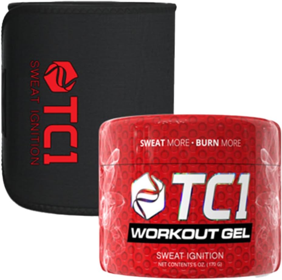 TC1 Sweat Più Bundle Include la cintura di scarico regolare e il Enhancer di allenamento Topical Sweat Gel con Capsaicina