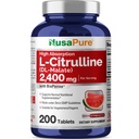 NusaPure L-Citrulline 2.400mg 200 compresse vegetariane (non OGM, senza glutine, 100 giorni di alimentazione, bioperina)