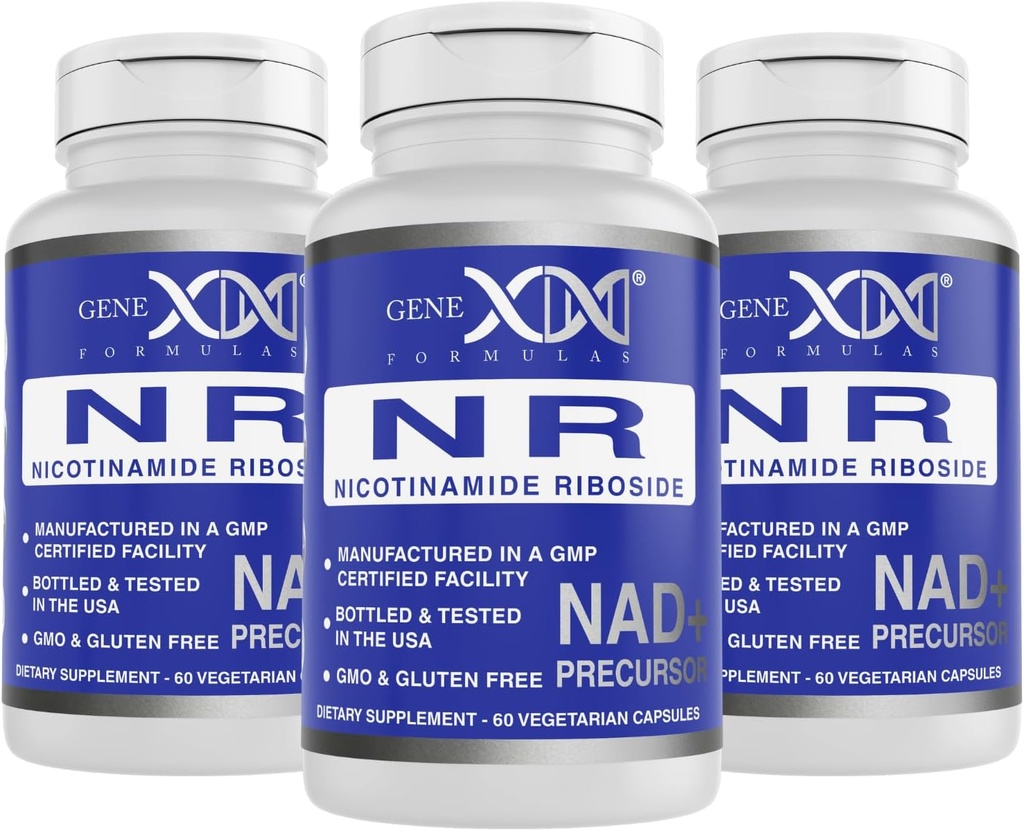 Genex Formulas NR Nicotinamide Riboside 300mg (3 Pack) NAD+ Precursor per l'invecchiamento sano - Certificazione GMP, Non OGM, Senza glutine, Vegetariano