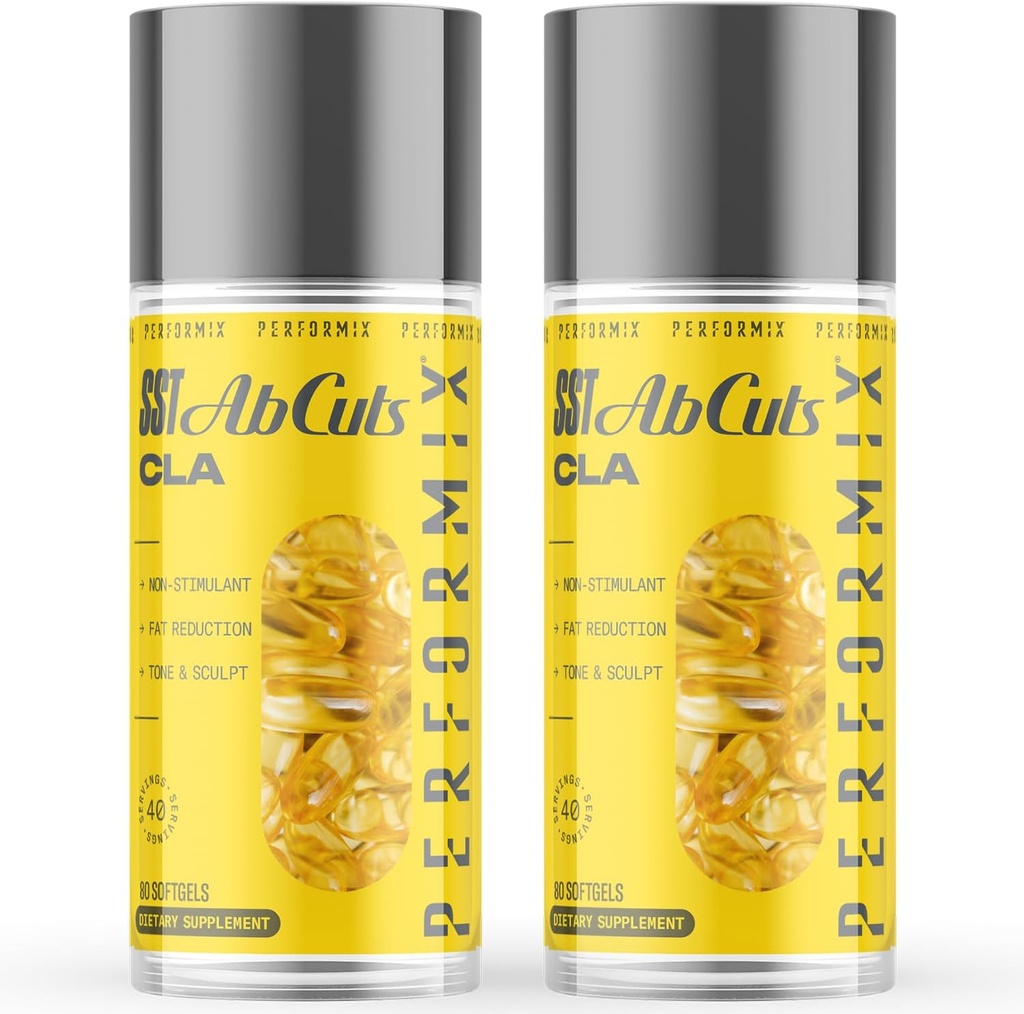 PERFORMIX - SST AbCuts - CLA 1.000 mg - Stim Free - Termogenico - Obiettivi Fitness - Metabolismo Booster - Salute e Benessere - Olio di Safflower, Omega 3, Flax Seed & Vitamin E - Pre Workout - 160 Softgels