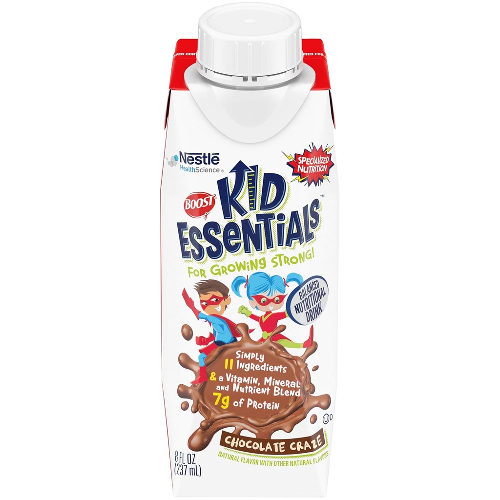 BOOST Kid Essentials Bevanda nutrizionale bilanciata per bambini, Craze di cioccolato, 8 fl oz (Pack of 16)