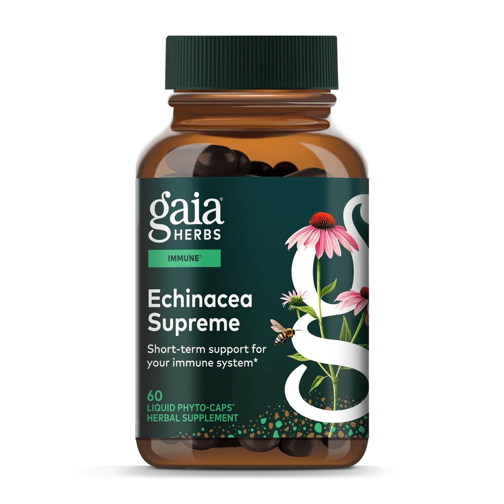 Gaia Herbs Echinacea Supreme - Integratore di Supporto Immune - Echinacea Purpurea & Angustifolia Blend to Support Immune System* - 60 Vegan Liquid Phyto-Capsules (30-Day Supply)