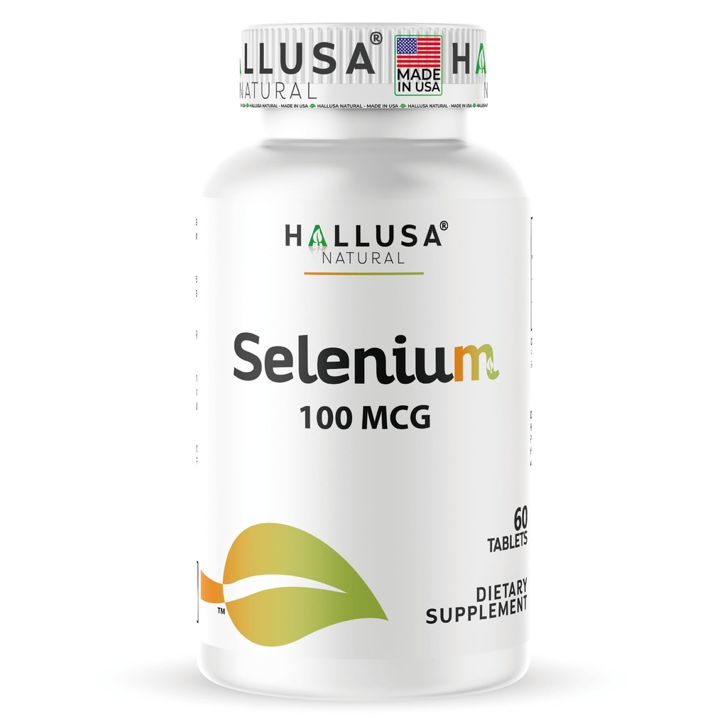 Hallusa Natural – Selenium 60 compresse, supporto antiossidante e immunitario, salute del cuore – alimentazione di 60 giorni