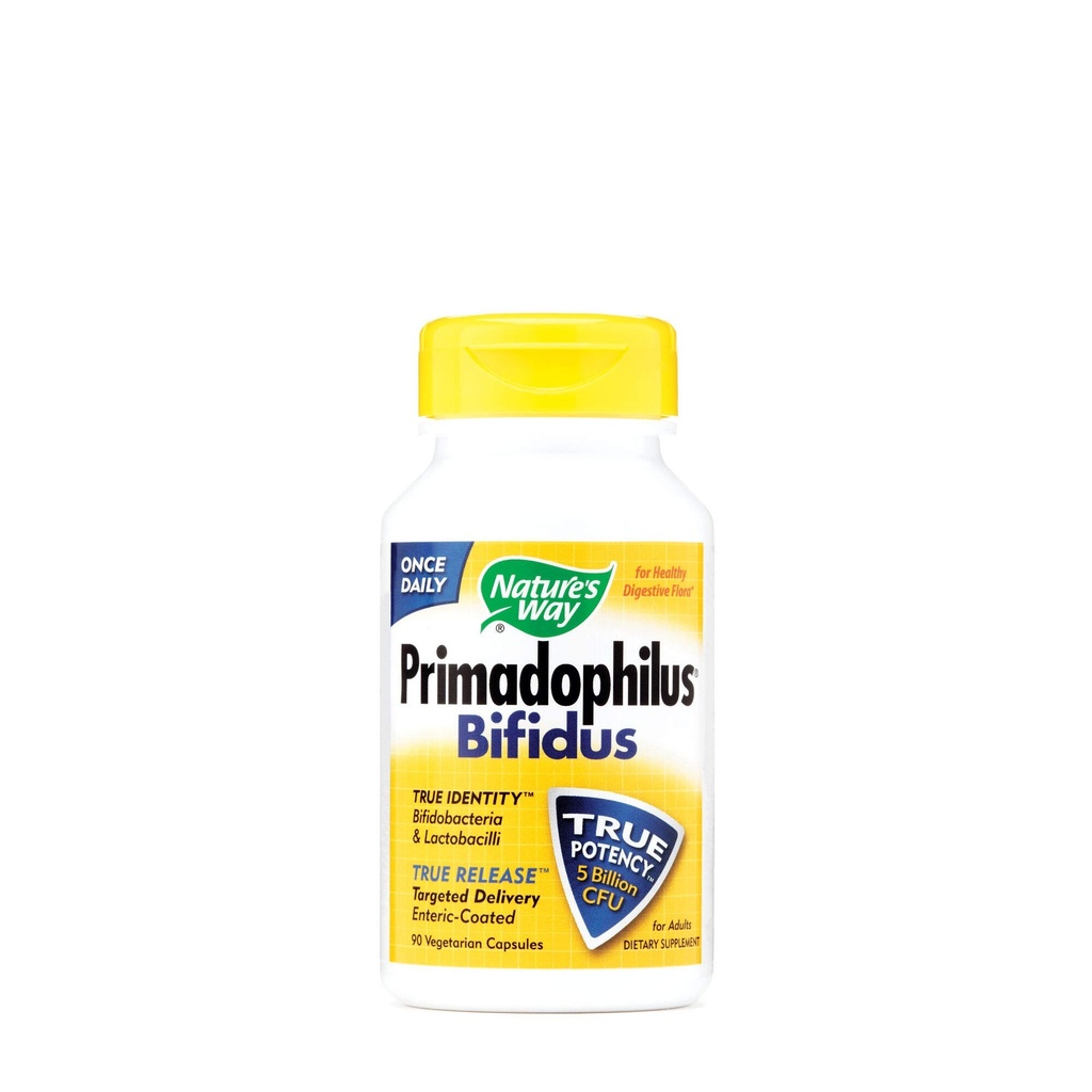 Via della natura Primadophilus Bifidus Probiotic, Supporti Flora Digestiva*, 5 miliardi di culture Probiotiche dal vivo per capsula, Lactobacilli, Bifidobacteria, 90 capsule (Packaging May Vary)
