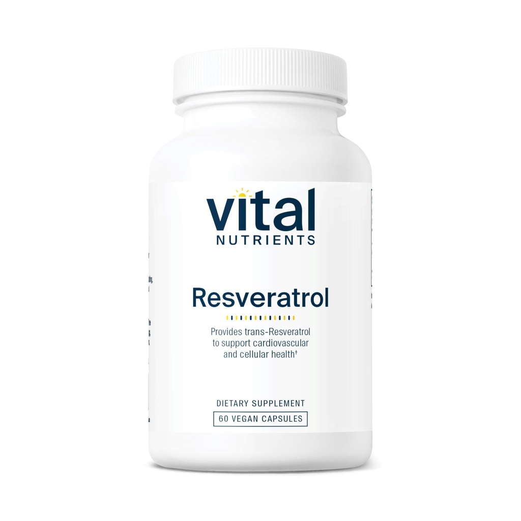 Vital Nutrients Resveratrol | Antiossidante ad alta potenza | Trans Resveratrolo per il supporto cardiovascolare e per la salute delle cellule* | Integratore Vegan | Gluten, Dairy e Soy Free | Non-GMO | 60 capsule