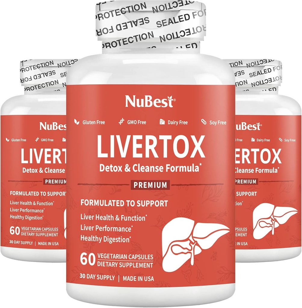 NuBest LiverTox - Premium Liver Health Formula - Liver Cleanse, Detox & Repair - with Milk Thistle, Choline, Beet, Turmeric, Artichoke & Dandelion - 3 Pack | 3 mesi di fornitura