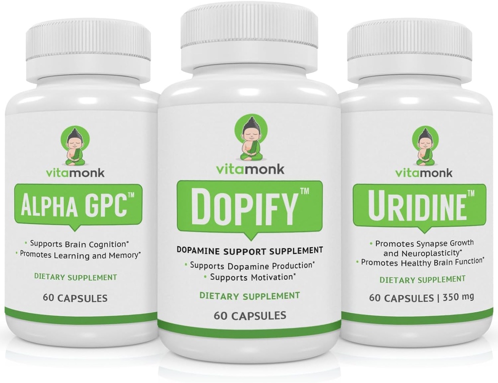 Dopamine Support Supplemento abbinato a Alpha GPC e Uridine - Neuro Boost Duo