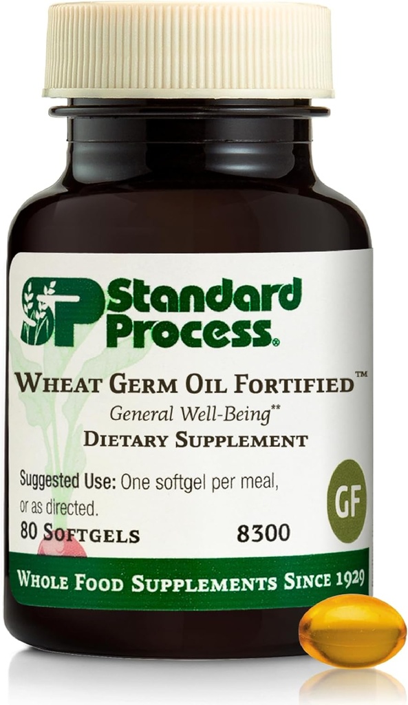 Fortificato di olio di Germ di processo standard - Integratore di supporto immunitario per l'attività antiossidante di aiuto - Senza glutine, Non-Dairy & Non-Soy - 80 Softgels (80 Serve)