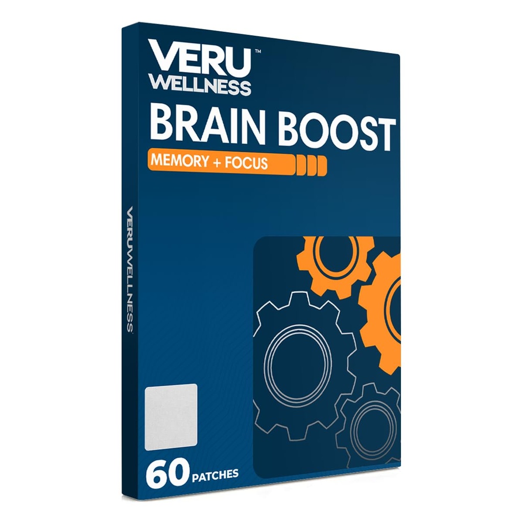 Veru Wellness Brain Boost Cognitive Patch - Memoria quotidiana, Altertness e supporto del cervello di messa a fuoco - Ginko Bilboa, Rhodiola Rosea, MCT (60 giorni)