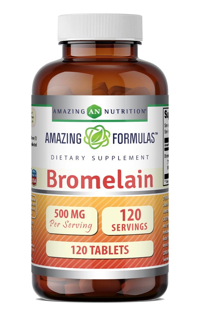 Amazing Formulas Bromelain 500 Mg (300 GDU) | Compresse Supplemento | Non-GMO | Gluten-Free | Made in USA (1 Pack | 120 Count)