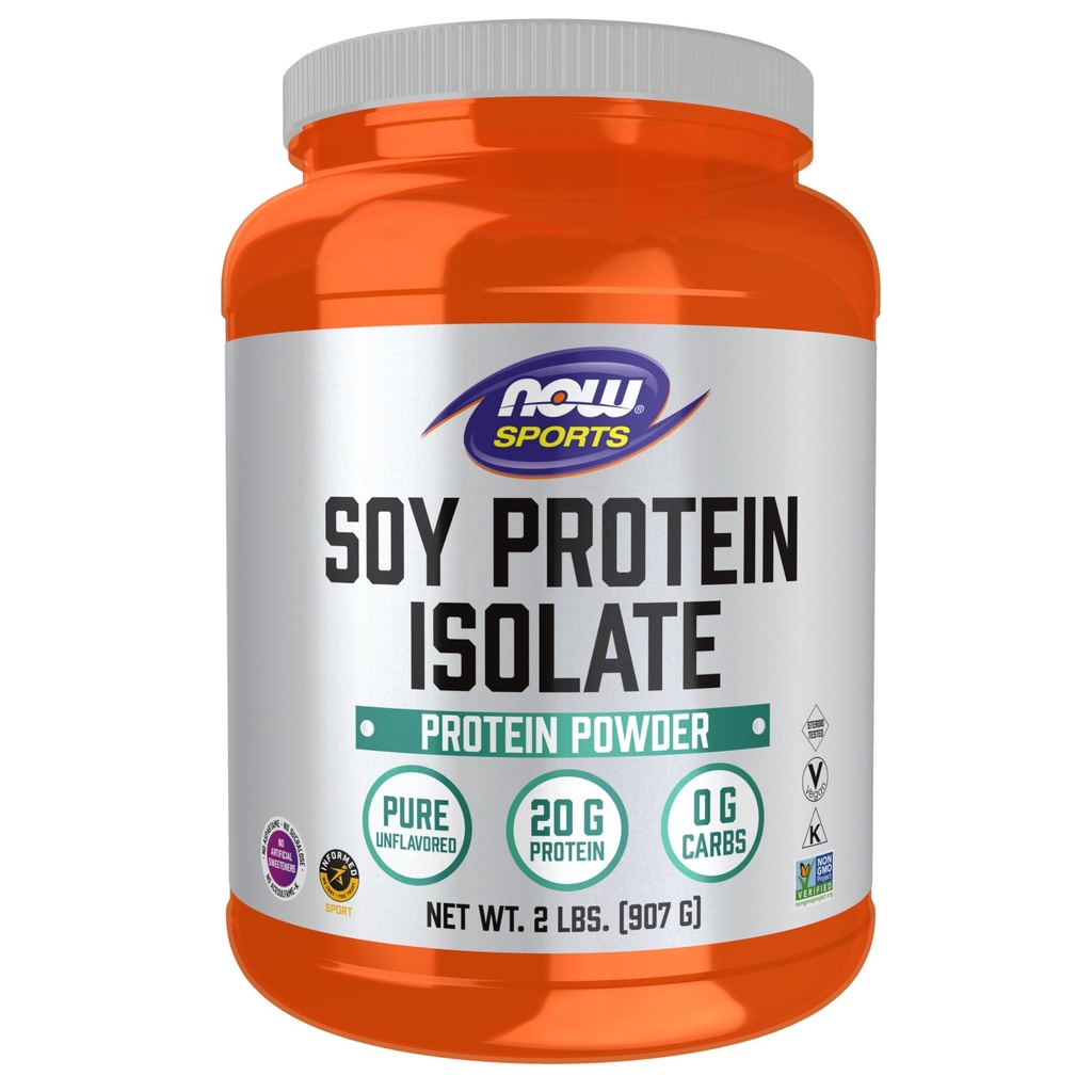 NOW Alimenti Nutrizione sportiva, Soia Proteine Isolate 20 g, 0 Carbi, Polvere non aromatizzata, 2-Pound