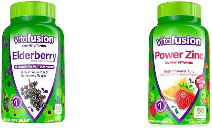 Vitafusion Elderberry & Zinc Gummy Vitamine Supporto immunitario, 90ct
