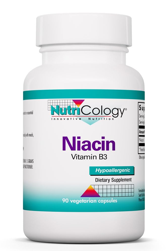 Nutrizione Niacin Supplemento - Vitamina B3 per Uomini e Donne, Niacina con Flush, Acido Nicotinico, NAD, 250 mg di capsule vegetariane - 90 Conte