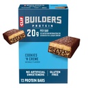 CLIF BUILDERS Protein Bars - Cookies 'n Cream Flavor - 20g Proteine a base di piante - Gluten Free - Non-GMO - Bassa glicemica - Nessun dolcificante artificiale - 2.4 oz. (12 Confezione)