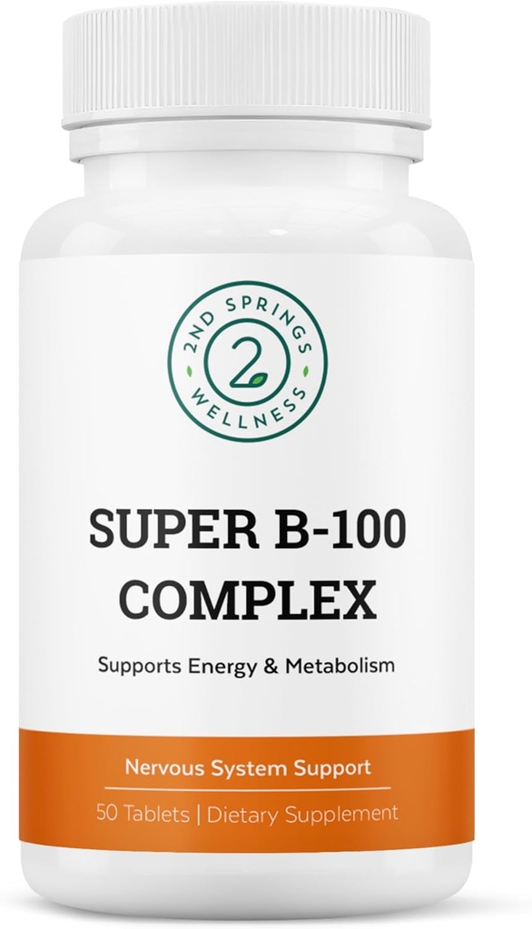Complesso Super B-100 - High Potency B Vitamin Complex con B-6, B-12, Folate, Niacin, Biotina, Choline, Inositol e PABA per l'energia, il metabolismo, il cervello e il supporto Nerve