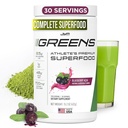 JYM Greens Super Food Powder for Performance, Blueberry Acai, Spirulina, Funghi, Vitamine, BroccoPhane & Broccoli, Men & Women, 30 Serve