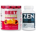 Nutrologia Beet Attivo, Polvere naturale pre-allenamento, Frutta della passione (30 Serve) Integratore di Magnesio Naturale Zen (30 Serve)