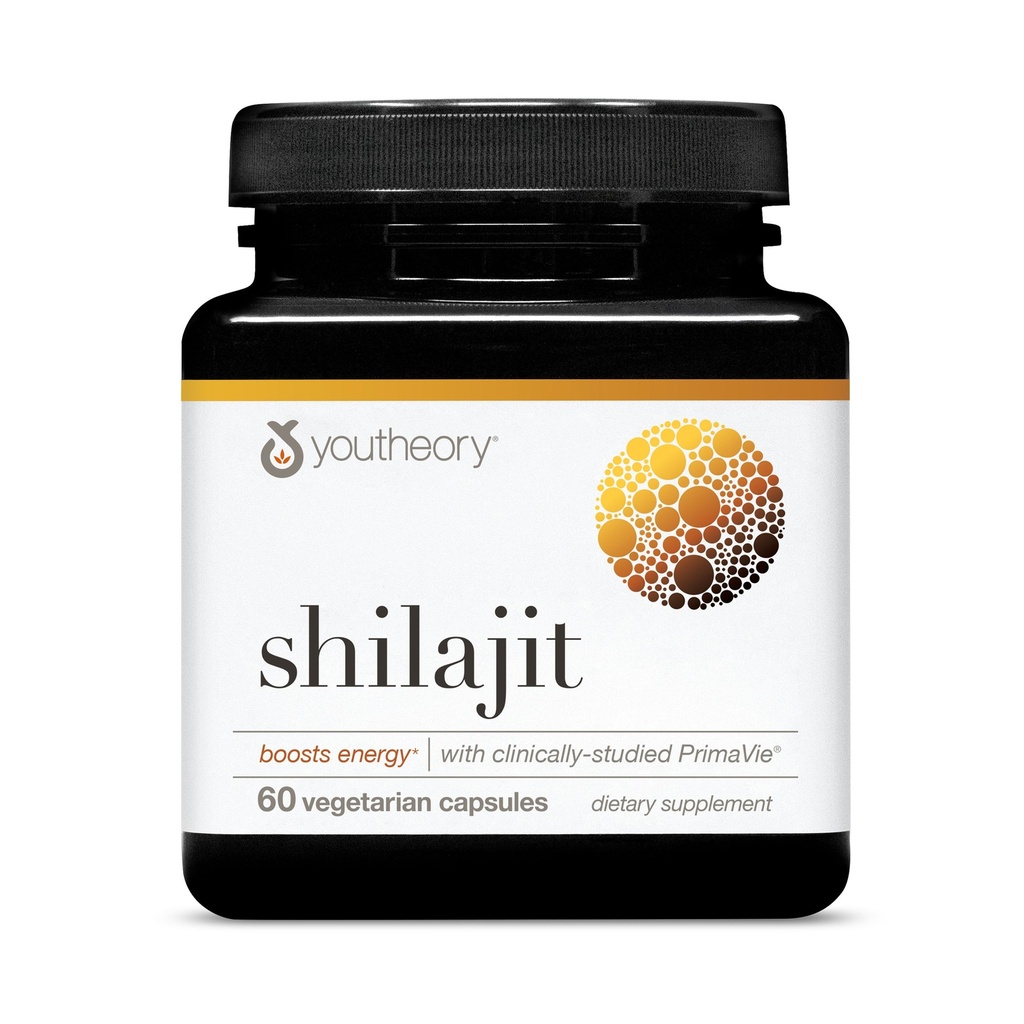 Youtheory Shilajit - 500 mg Shilajit Capsule - Integratore Energetico - Shilajit Supporta Stamina & Endurance - Pure Himalayan Shilajit - Gluten, Dairy & Soy Free - 60 Capsule Vegetariani