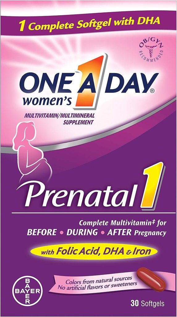 Prenatale 1-A-Day con Softgel acido DHA & Folic, 30 ea (pacchetto di 6)