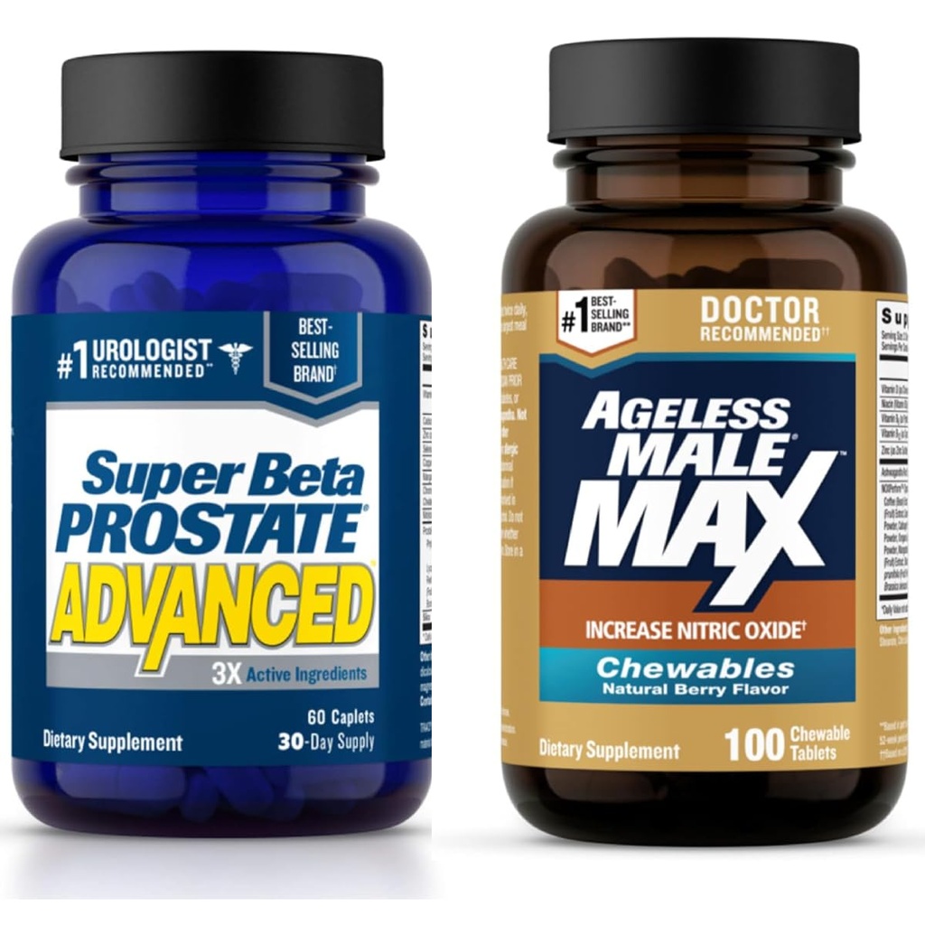 SUPER BETA PROSTATE Advanced Prostate Support e Ageless maschio Max Nitric Oxide Booster per gli uomini