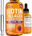 Collage liquido e gocce di biotina per la crescita dei capelli 25.000 mcg - Made in USA Collagen & Biotin Vitamine per la pelle e le unghie dei capelli - Collage idrolizzato e Biotin Supplemento per le donne e gli uomini